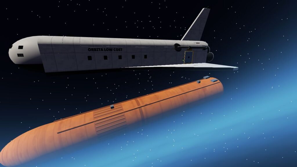 La nave suelta el tanque naranja sobre la Tierra